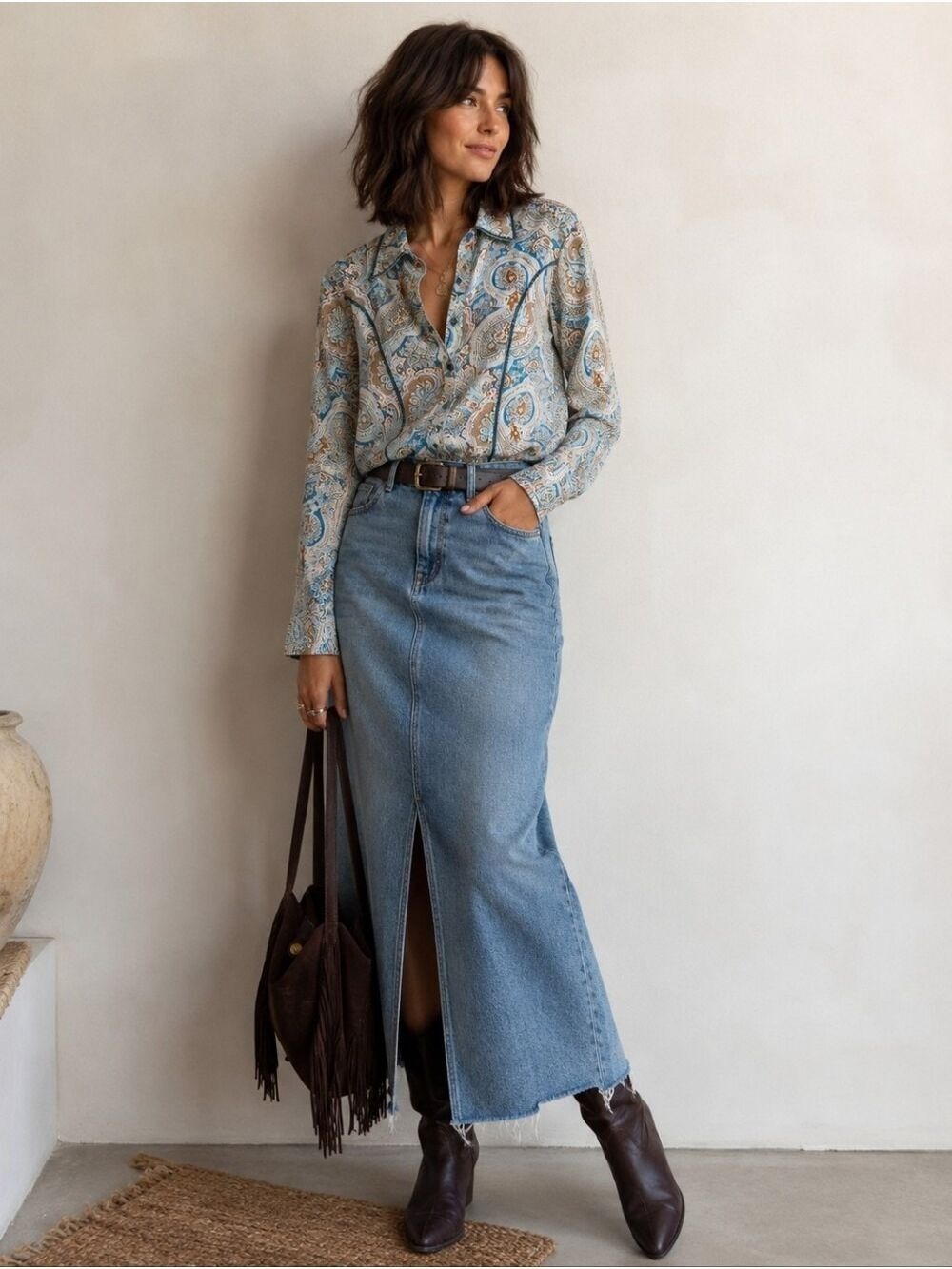 VINTAGE 90s BOHO WESTERN LEMONGRASS STUDIO PAISLY PRINT TOP BLOUSE SMALL - Picture 9 of 9
